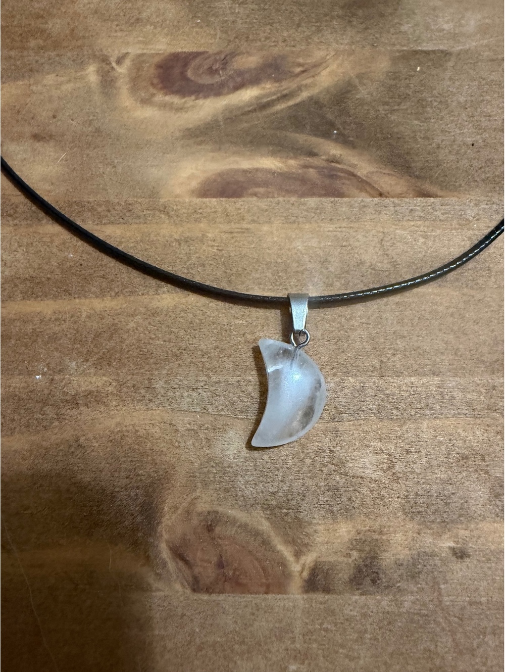 Clear Quartz Crystal Moon Necklace
